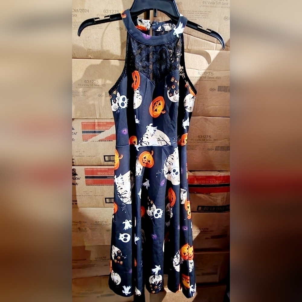 Bbonfinedress Halloween Black All-Over Print Sleeveless Dress Women's XS EUC